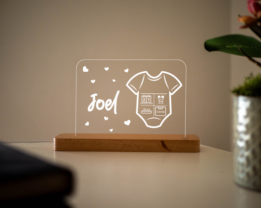 Candeeiro LED Body personalizável com base em madeira e controlo de intensidade