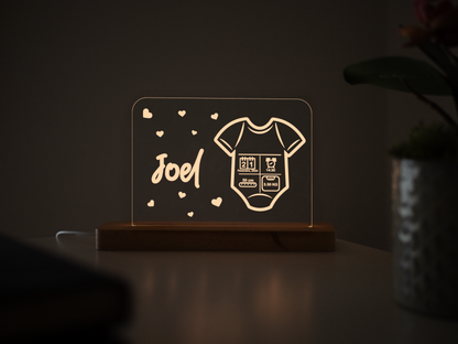 Candeeiro LED Body personalizável com base em madeira e controlo de intensidade